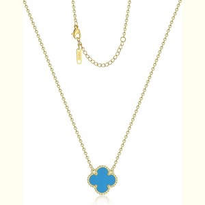 18K Gold Plated Four Leaf Clover Necklace Lucky Charm Jewelry Gift - 1 of 4