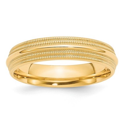 Black Bow Jewelry 5mm 10K White or Yellow Gold Double Milgrain Edge Comfort Fit Band