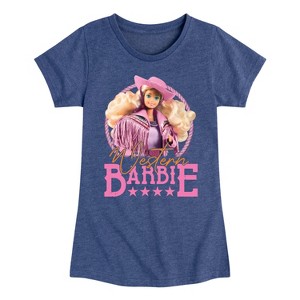 Girls' - Barbie - Western Barbie Fitted Short Sleeve Graphic T-Shirt - 1 of 4