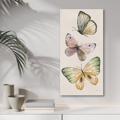 Fly Away Butterfly Botanical Canvas Art in Mixed Media, 12x24