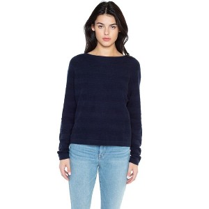 J CASHMERE Women's 100% Pure Cashmere Horizontal Rib Boatneck Raglan Sweater - 1 of 3