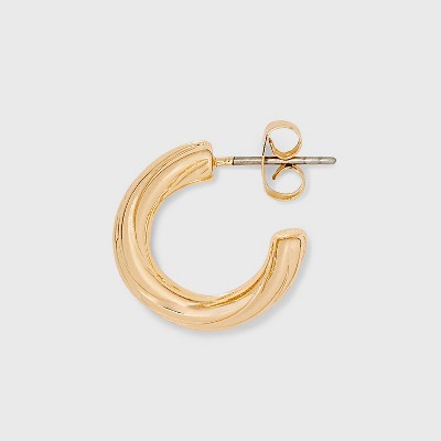 Braided and Twist Textured Hoop Earring Set 3pc - Universal Thread Gold: Nickel-Free Jewelry, Post Closure - image 2