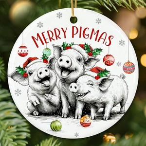 Lomsoe Pig Christmas Ornament Christmas Tree Ornament Christmas Gifts Ceramic Hanging Ornament Christmas Decor Funny Pig Lovers Gift - 1 of 4
