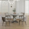 KWPZQEB 59" Round Sintered Stone Dining Table, Glossy Pandora Sintered Stone Tabletop Dining Table with 31.5" Lasy Susan & Hourglass Base (Table Only) - 2 of 4