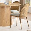 46'' Modern Oak MDF Round Table Set, 5-Piece Dining Set with Rattan-Style Chairs and Linen Seat for Small Spaces-Maison Boucle - 2 of 4