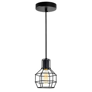 CWI Lighting Secure 1 Light Down Mini Pendant With Black Finish - 1 of 4