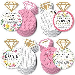 Big Dot of Happiness Wildflowers Bride - 4 Boho Floral Bridal Shower Games - 10 Cards Each - Gamerific Bundle - 1 of 4