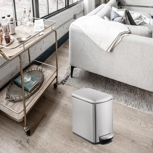 6L SlimTrash Bin, Stainless Steel Waste Bin with Lid and Inner Bin - 1 of 4