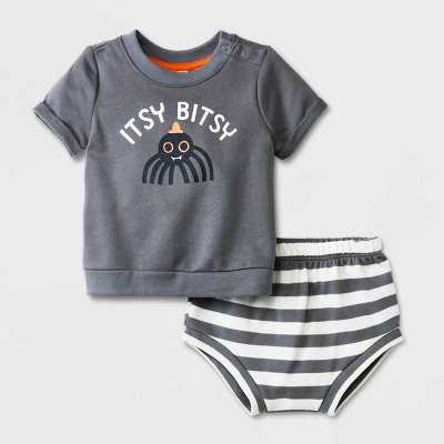 Image of Baby 2pc 'Itsy Bitsy' Sweatshirt & Bottom Set - Cat & Jack™ Gray 12M