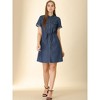 INSPIRE CHIC Women's Jean Chambray Summer Casual Button Down Denim Dresses - 3 of 4