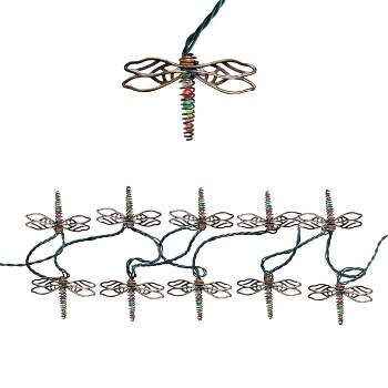 10 Bulb Metal Decorative Dragonfly LED String Lights - Alpine Corporation