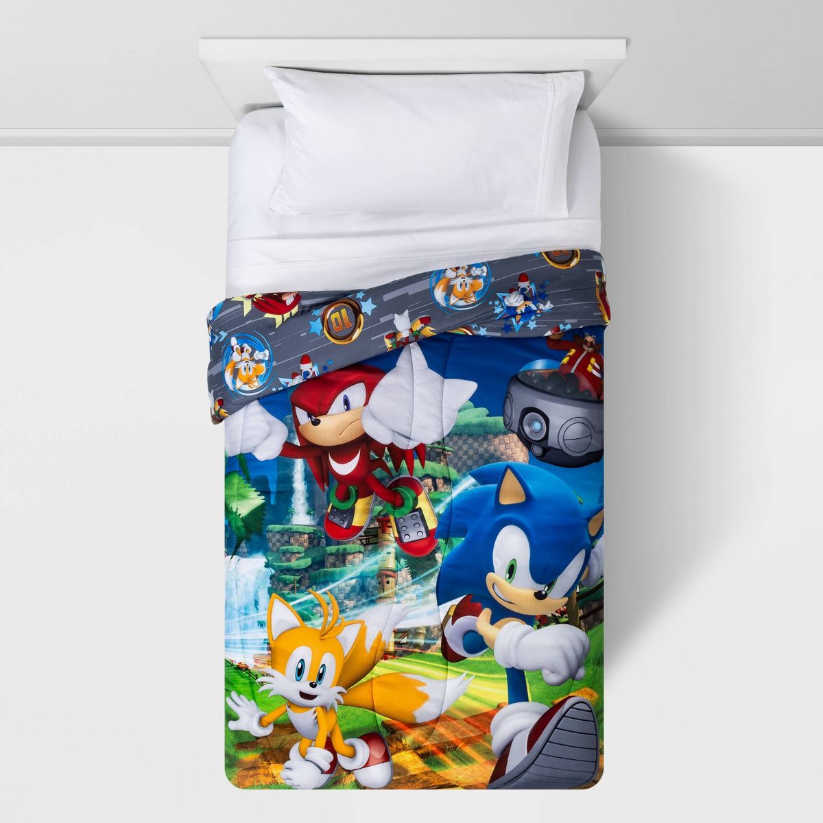 Twin Sonic the Hedgehog Run Rings Around You Reversible Kids' Comforter - thumbnail 3