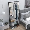 KWPZQEB Coat Rack with Mirror & Storage Shelf, Freestanding Hall Tree with Hooks for Entryway, Bedroom, Office, Metal Clothes Hanger Stand - Black - 3 of 4