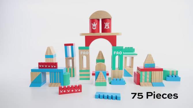 FAO Schwarz Toy Wood Castle Blocks 75pc Sprout, 2 of 10, play video