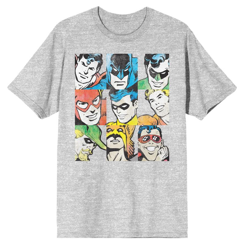 Justice League Superhero Collage Art Men's Athletic Heather T-shirt, 1 of 2