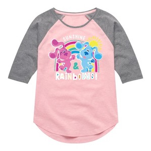 Girls' - Blue's Clues & You! - Sunshine and Rainbows Shirt Tail Raglan Graphic T-shirt - 1 of 4