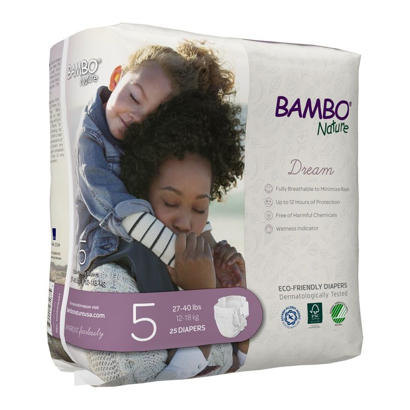 Bambo Nature Baby Diapers, Heavy Absorbency, Eco-Friendly, Size 5, 25 Count, 3 Packs, 75 Total, 3 of 6