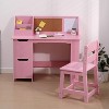 Kids Desk and Chair Set, Small Children Study Table and Chair Set with Storage Cabinets, Corkboard & Side Open Shelves - 3 of 4