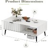 Modern Coffee Table, 41.34” Wooden Coffee Tables with Sliding Door, 2-Tier Open Shelf Storage Center Table for Living Room Home Office - 4 of 4