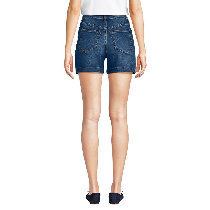 Lands' End Women's High Rise Patch Pocket 5" Jean Shorts, 2 of 5