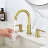 Cobbe Bathroom Sink Faucet 3-Hole 8-Inch Double Handle Widespread Faucet with 360 Degree Swivel Spout Brushed Gold - 3 of 4