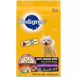 Pedigree with Tender Bites Chicken & Steak Flavor Small Dog Adult Complete & Balanced Dry Dog Food - 14lbs