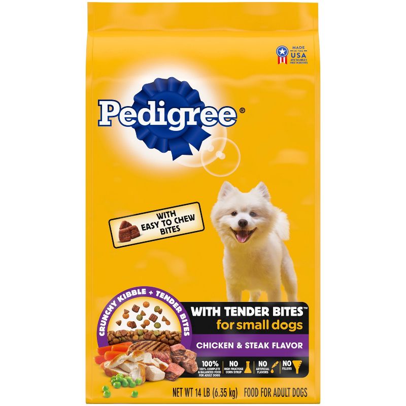 Pedigree with Tender Bites Chicken & Steak Flavor Small Dog Adult Complete & Balanced Dry Dog Food, 1 of 11