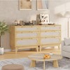 Jojoka Rattan 3 Different Drawer Dresser for Bedroom, 3 Wood Drawers Storage Cabinet Dresser for Bedroom, Living Room, Hallway - 4 of 4