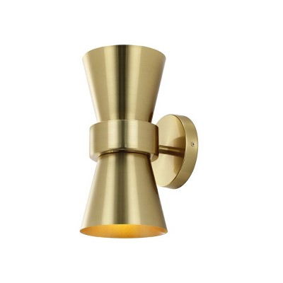 Bynner 12" Brass Gold Double Cone Wall Sconce Set