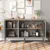 Storage Cabinet with Three Tempered Glass Doors and Adjustable Shelf - Suitable for Living Room, Study, and Entrance - 2 of 4