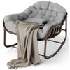 Outdoor Rocking Chair, Oversized Wicker Lounge Chair with Cushion and Metal Frame, Patio Rattan Egg Rocker for Balcony Backyard Porch Bedroom - 3 of 4