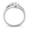 Slickblue Women's High Polished Stainless Steel Ring with Clear CZ, Round Engagement Style, Sizes 5-10 - 3 of 4