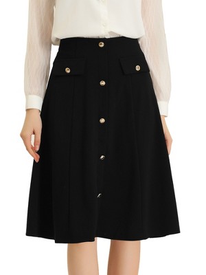 INSPIRE CHIC Women's Button Decor Work A-Line Formal Knee Length Skirt