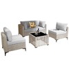 XIZZI 5PCS Furniture Set, Rattan Modular Sectional Sofa, Outside Coversation Set with Solar Coffee Table for Porch Balcony Backyard Poolside - 2 of 4