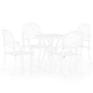 vidaXL Bistro Set Patio Table and Chair Bistro Table Outdoor Cast Aluminum - White 4 Items - 1 of 4