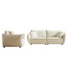 Modern 3-Seater + 1-Seater Linen Fabric Sofa Set with Wooden Frame and 3 Pillows - 4 of 4