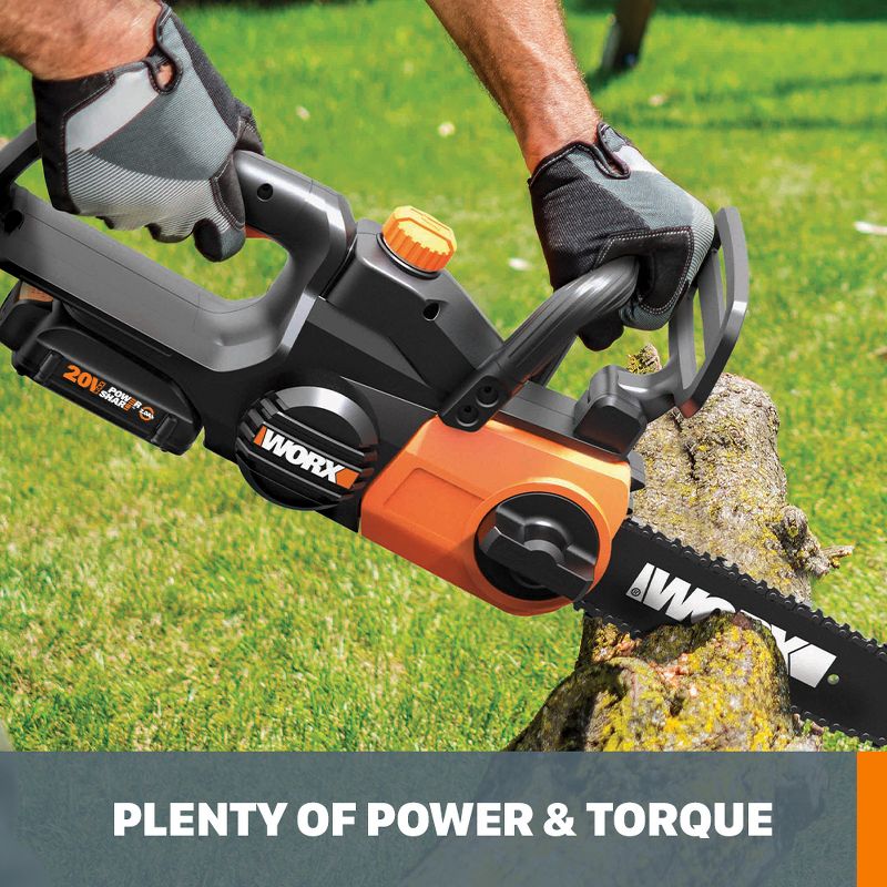 Worx WG322 20V Power Share 10" Cordless Chainsaw with Auto-Tension, 4 of 11