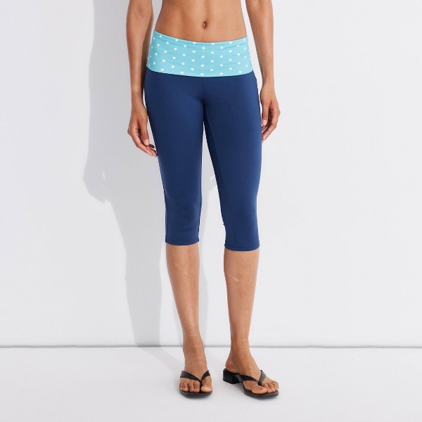Pantalones capri de tiro bajo con cintura doblada y pierna ajustada para mujer - Wild Fable™ en azul marino