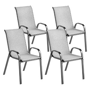 Outsunny Outdoor Dining Chairs Set of 4, Stackable Outdoor Patio Chairs with High Back, Breathable Mesh Seat for Garden Lawn Backyard - 1 of 4