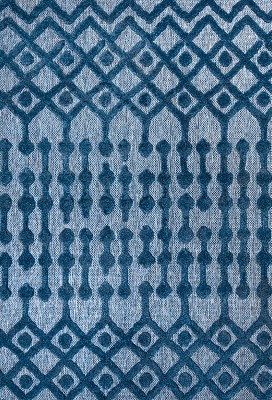 Navy Diamond Geometric Handmade Indoor/Outdoor Synthetic Rug