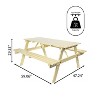 Shoreham 59" Modern Classic Outdoor Wood Picnic Table Benches with Umbrella Hole - 3 of 4