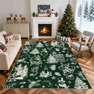 TackView Christmas Rug, Machine Washable Non-Slip Carpet, Rug Soft Low Pile Stain Resistant Throw Rugs for Living Room Hallway - 1 of 4