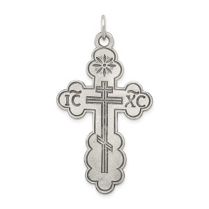 Black Bow Jewelry Sterling Silver Large Antiqued Eastern Orthodox Cross Pendant - 1 of 4