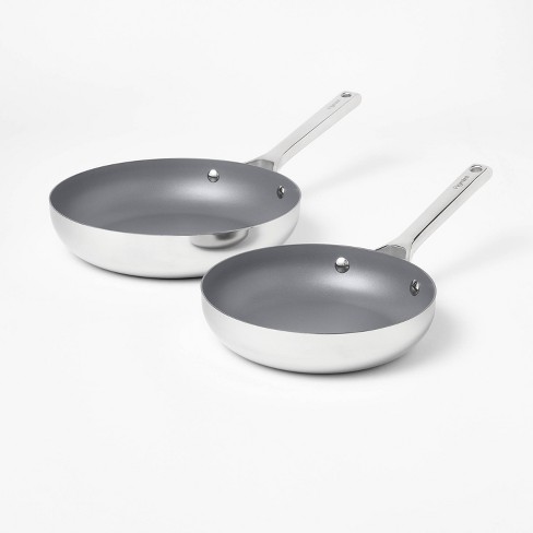 2pc Stainless Steel Ceramic Coated Nonstick Fry Pan Set Dark Gray ...