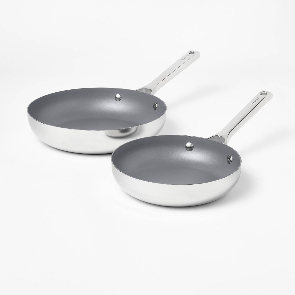 Photos - Bakeware 2pc Stainless Steel Ceramic Coated Nonstick Fry pan Set Dark Gray - Figmint™