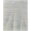 Blue Ivory And Silver Abstract Hand Knotted Distressed Area Rug - 4 of 4