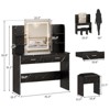 Vanity Desk with Mirror and Lights, Makeup Vanity Set w/Desk and Stool, Power Outlet, Makeup Vanity Desk with 6 Storage Shelves, 2 Large Drawers - 2 of 4