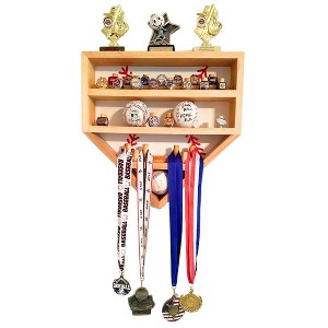Baseball Championship Ring and Ball Display Case- Fully Customizable Storage Holder with 39 Removable Pegs and 3 Shelves! - 1 of 4