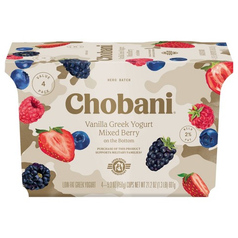 Chobani Vanilla Greek Yogurt With Mixed Berry On The Bottom - 4pk/5.3oz ...