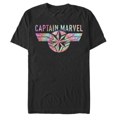 Men's Marvel Captain Marvel Logo Banner Tie Dye Colors T-Shirt